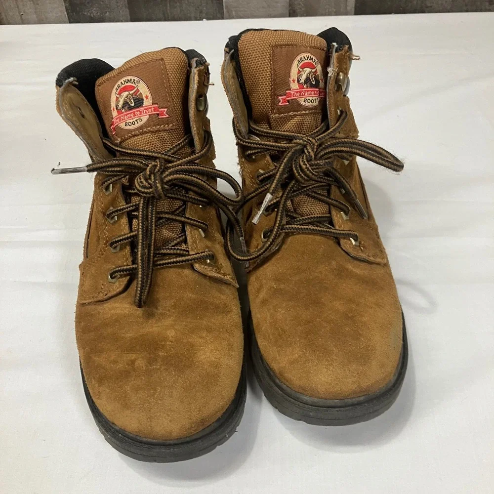 Brahma Mens Waterproof Suede Leather Work Boots Wheat Brown  Size 7.5W Rugged